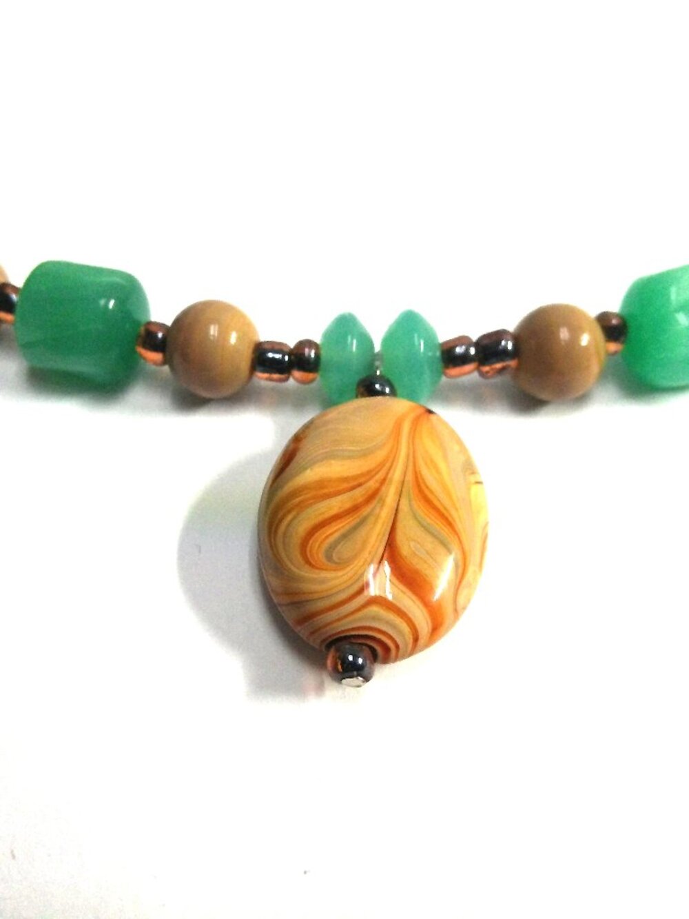 Jasper Gemstone Necklace on 18" Rawhide Cord Sterling Silver Southwestern Vtg.